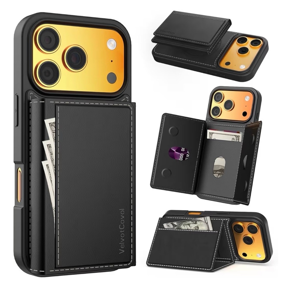 2 in 1 Detachable iPhone 17 Pro Max Wallet Case with 3 Card Slots Card Holder